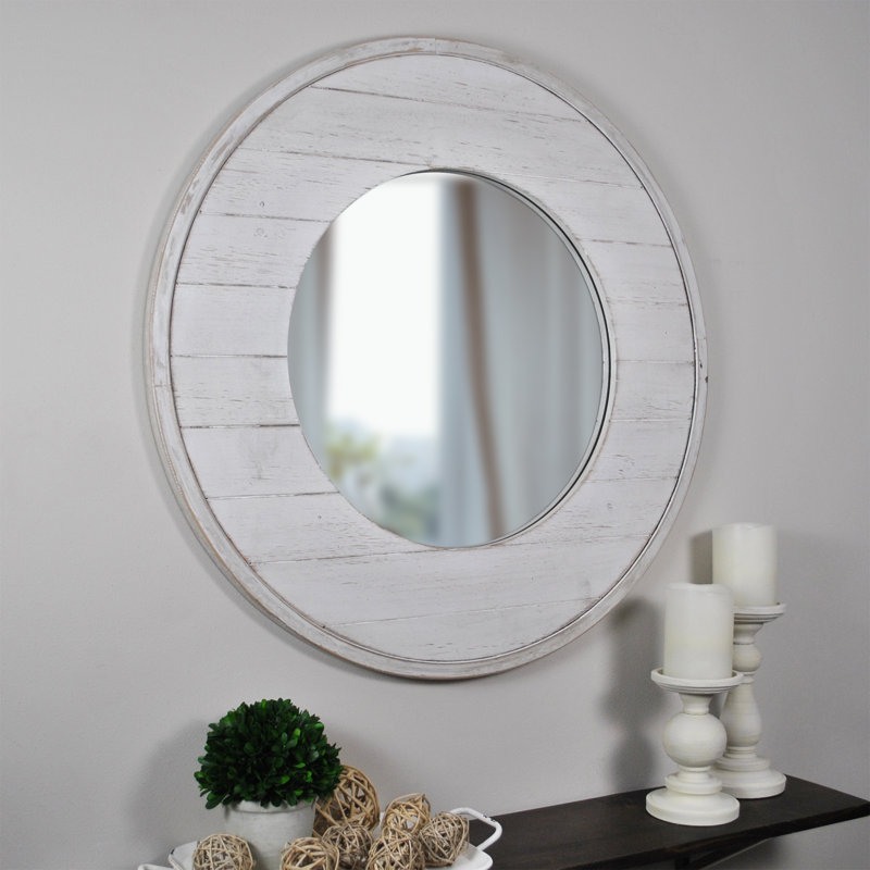 Shabby Chic Wall Mirrors - Tolan Shiplap Coastal Distressed Accent Mirror
