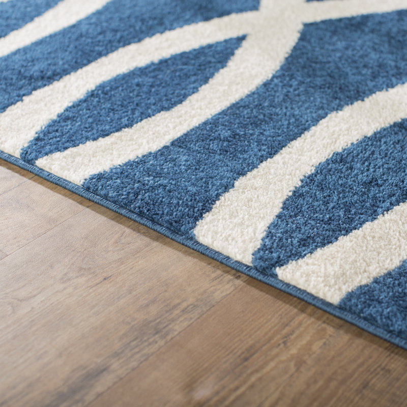 Andover Mills Chrisman Geometric Navy Blue White Area Rug Reviews Wayfair