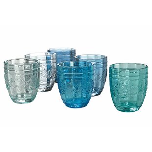 Set 6 300ml farbig blau Base Glas groß trinken Tumbler Wasser Tassen Gläser
