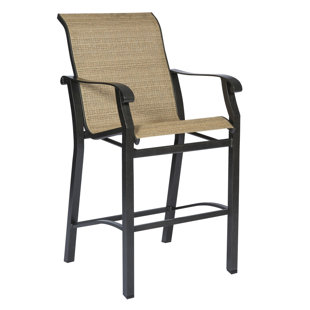Cortland Sling Stationary 29" Patio Bar Stool by