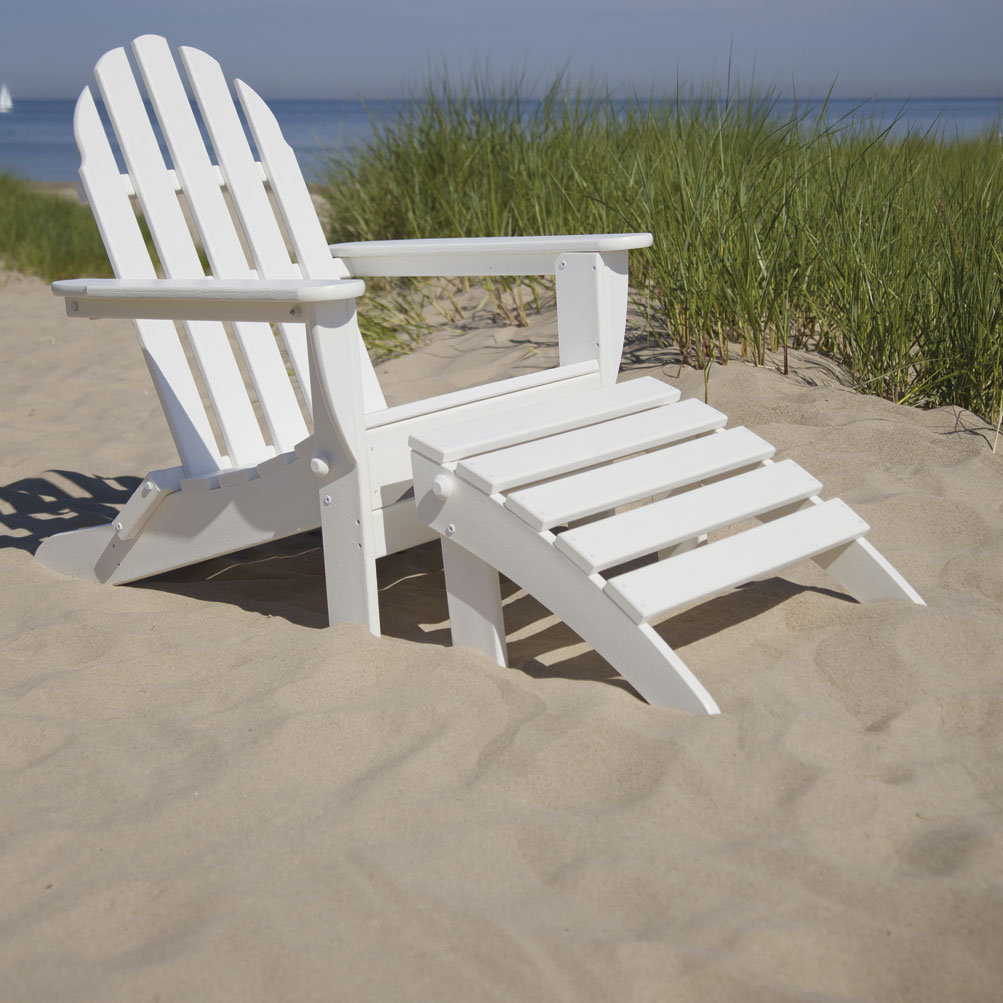 POLYWOOD® Classic Adirondack Plastic/Resin Folding Chair with Ottoman