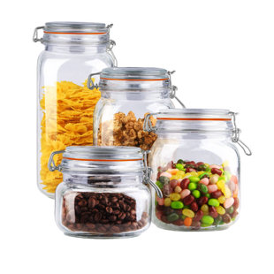 Wayfair Basics 4 Piece Clamp Lid Glass Kitchen Canister Set Wayfair Basics 4 Piece Clamp Lid Glass Kitchen Canister Set
