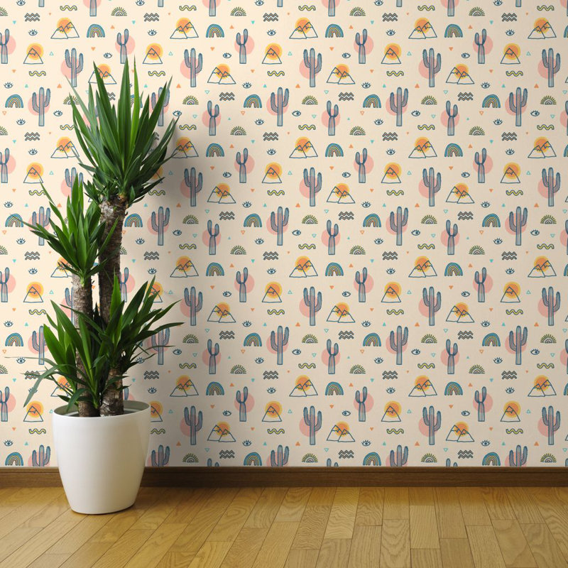 Isabelle Max Tinisha Southwestern Cacti Peel And Stick Wallpaper