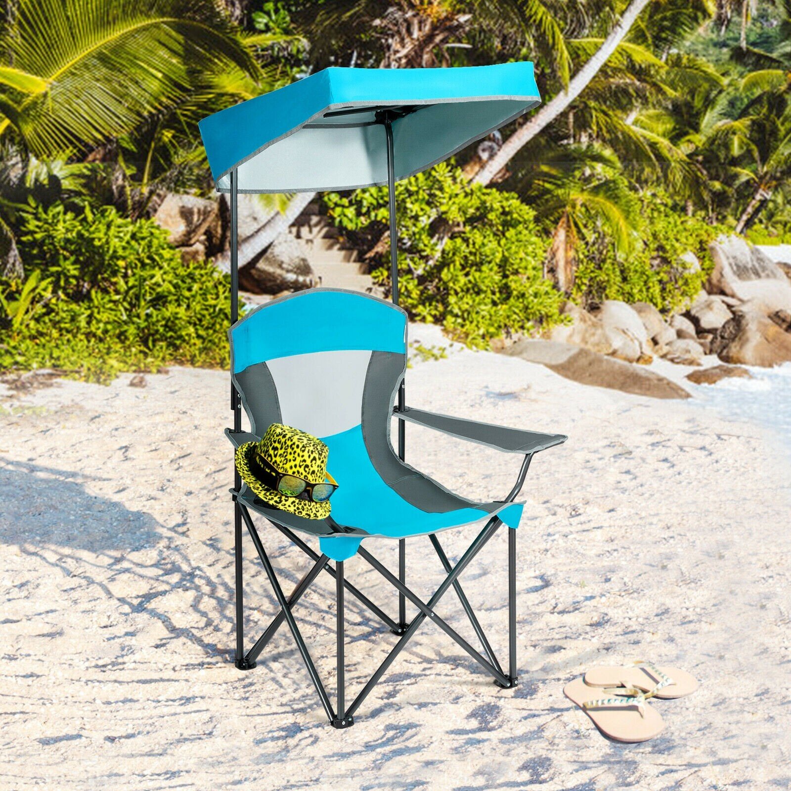 Sanshine Portable Folding Camping Canopy Chair With Cup Holder Cooler Red Wayfair