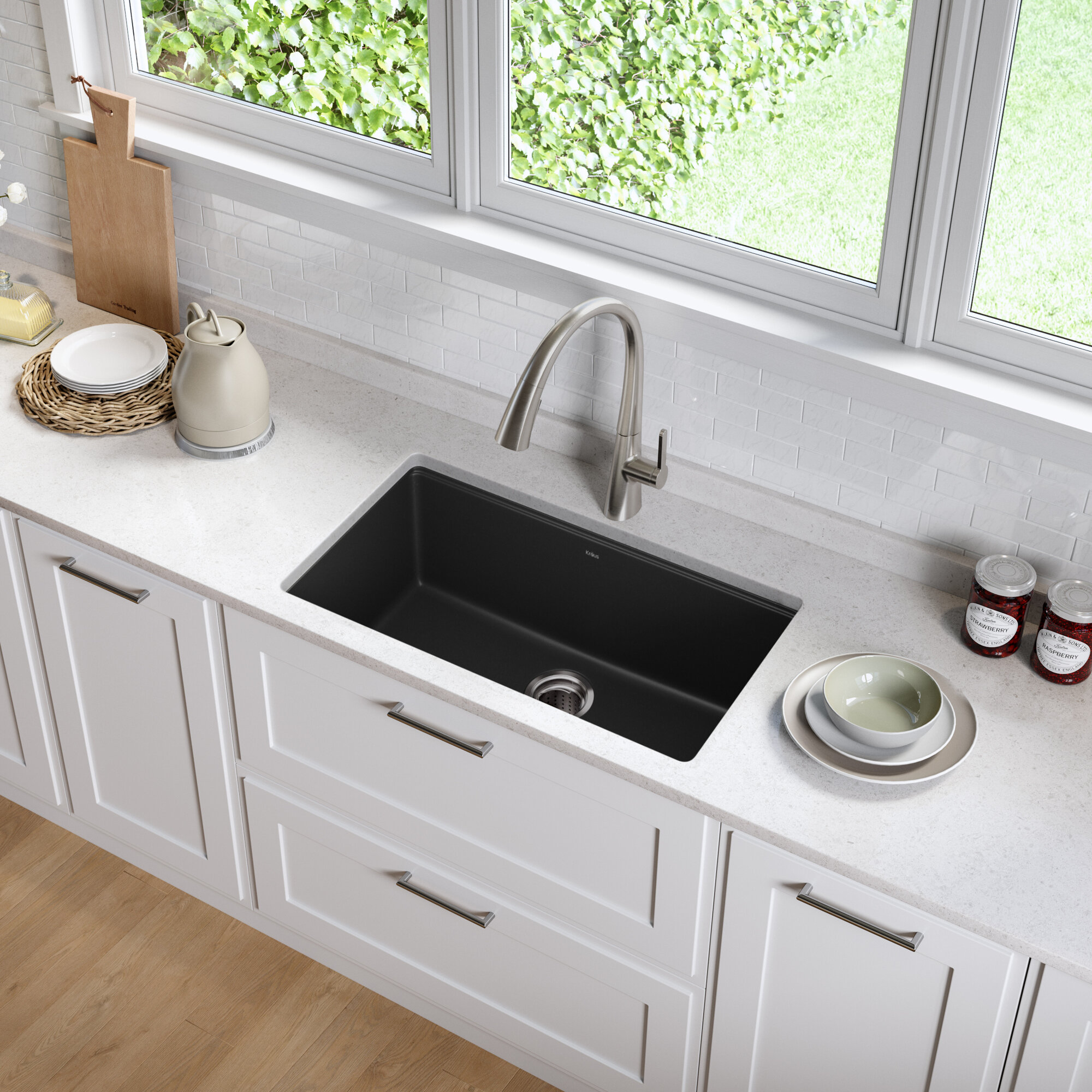 30 5 L X 17 W Undermount Kitchen Sink With Basket Strainer