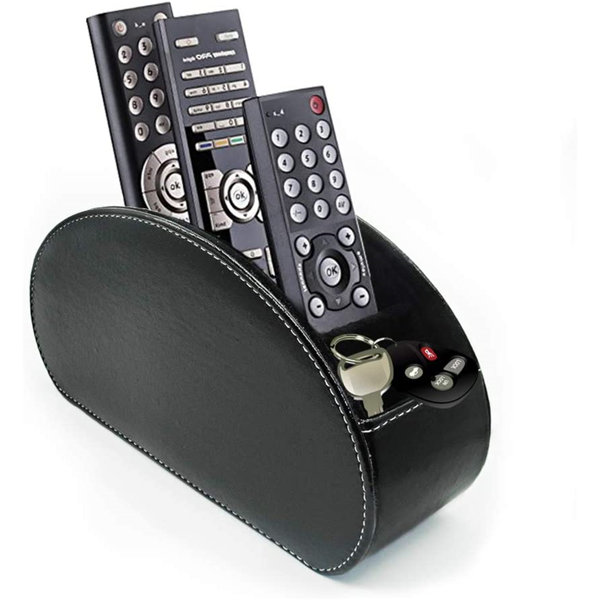 Revolving Wooden TV Remote Control Caddy 4 Compartments Holder Media Organizer 