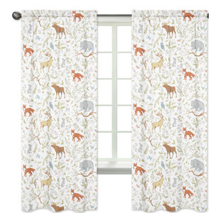 Woodland Toile Wildlife Semi-Sheer Rod pocket Curtain Panels (Set of 2)