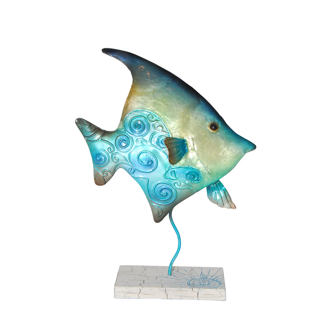 Bay Isle Home Zakary Capiz Banner Fish On Stand Figurine Reviews