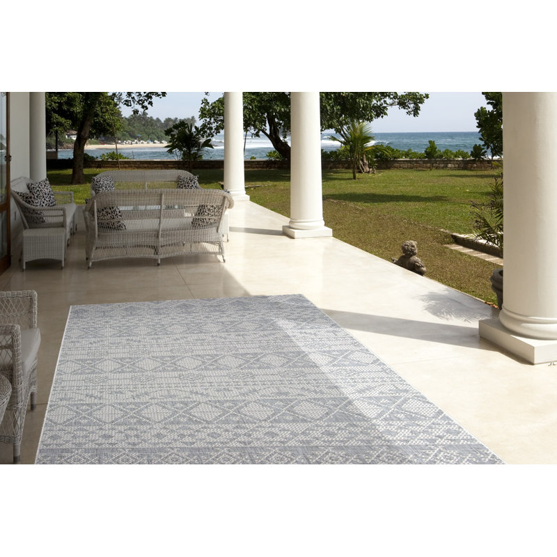 Union Rustic Eveloe All Weather Boho Chic Light Gray Indoor Outdoor Area Rug Wayfair
