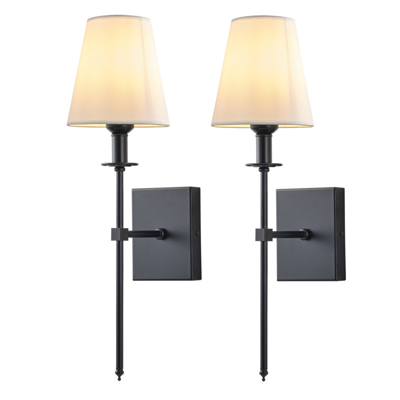 Dimmable Indoor Wall Sconces Iron Wallchiere Vanity Lighting Fixtures(Set of 2) Finish: Matte Black