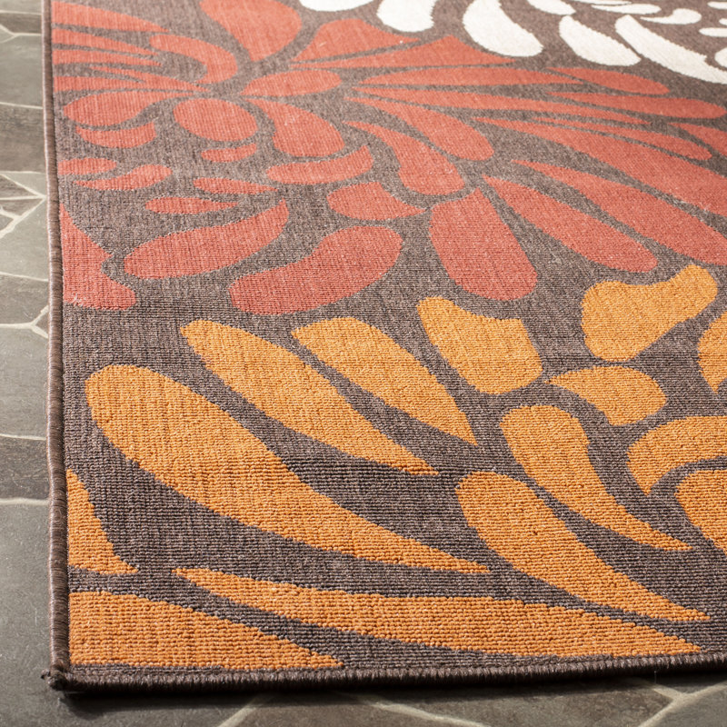Winston Porter Centeno Floral Brown Red Orange Indoor Outdoor Area Rug Reviews Wayfair