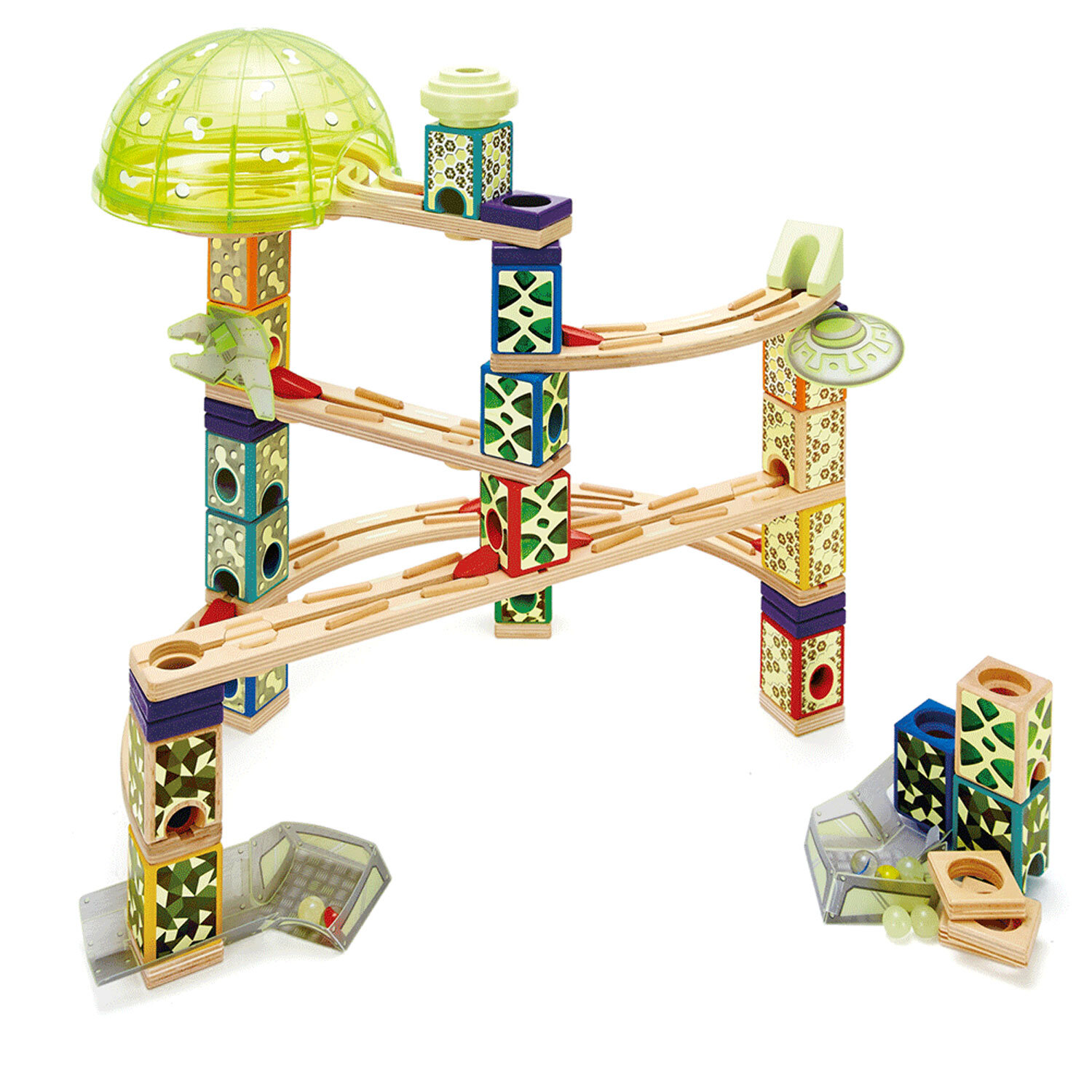 Hape Quadrilla Wooden Marble Run Construction Xcellerator Quality Time Playin 