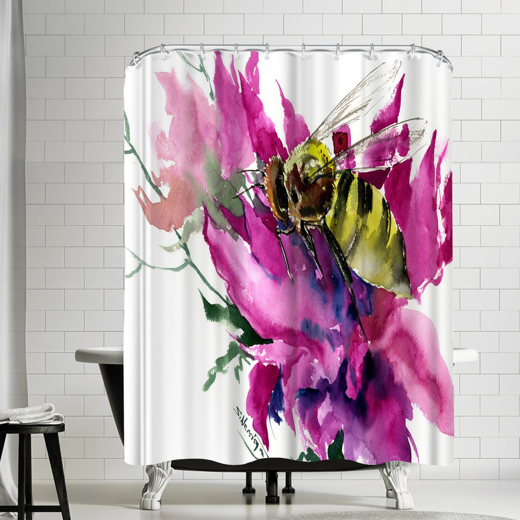 East Urban Home Suren Nersisyan Bee Single Shower Curtain Wayfair