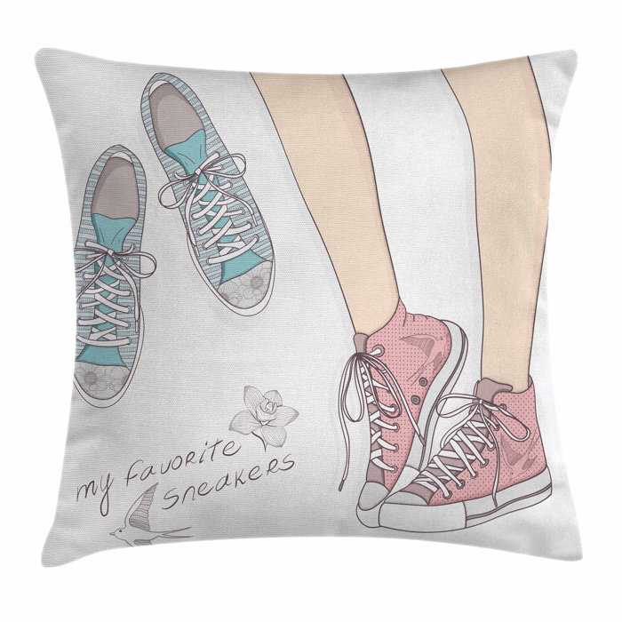 East Urban Home Teen Room Decor Girl Shoe Pair Square Pillow Cover