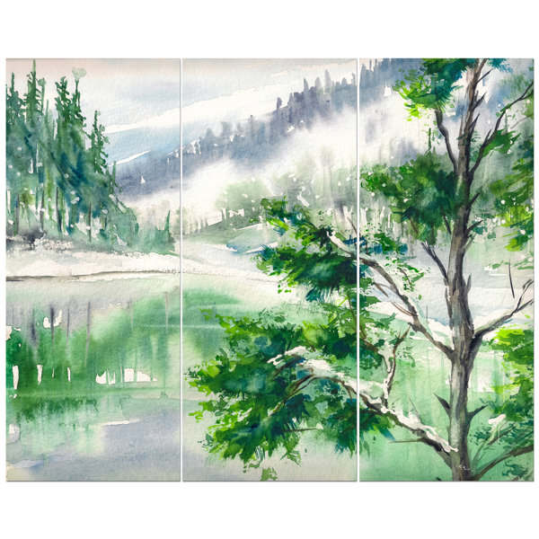 East Urban Home Lake And Mountains In Winter Season Oil Painting