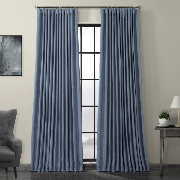 Oatmeal Drapes White Grey Navy Blue Two Linen Curtain Panels With