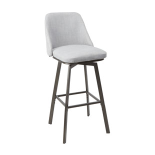 Bales Upholstered Curved Back Adjustable Height Swivel Bar Stool by Winston Porter