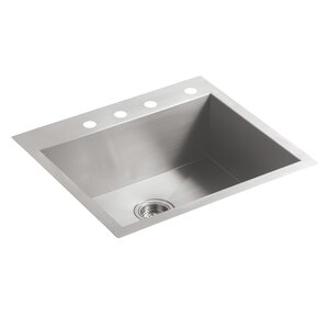 Vault 25 x 22 x 9-5/16 Top-Mount/Under-Mount Single-Bowl Kitchen Sink with 4 Faucet Holes