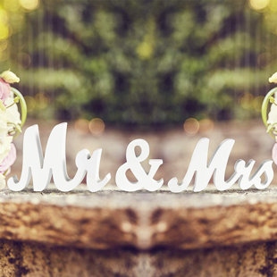 Mr And Mrs Signs Wedding Sweetheart Table Decorations, Wooden Freestanding Letters For Photo Props, Rustic Wedding Decoration(White)