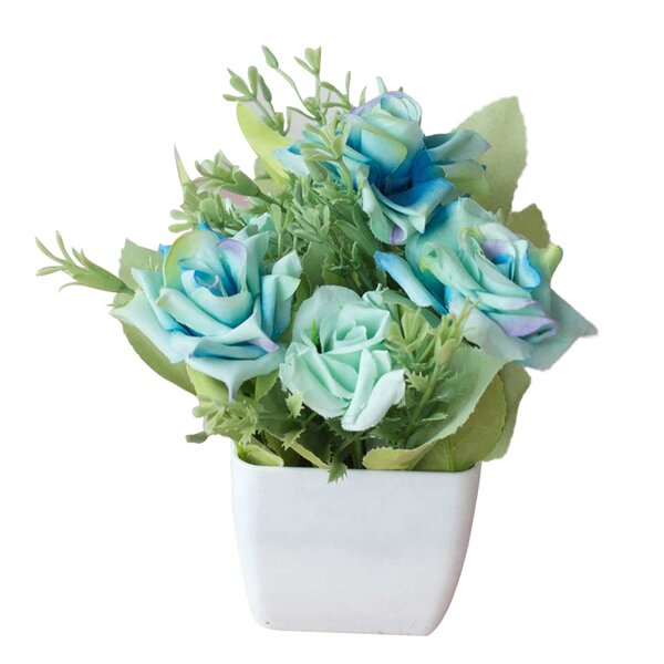 Vase Ceramic Color : Blue Blue Green Gray Decorative 20CM High Flower Arrangement Living Room Dining Table Desktop Decor 