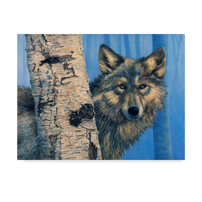 Millwood Pines Birch Wolf Oil Painting Print On Wrapped Canvas Wayfair