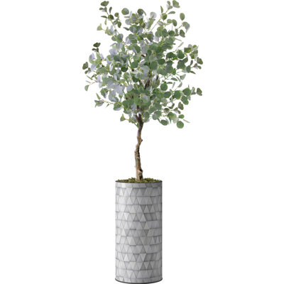 Artificial Tree In Modern Planter, Fake Eucalyptus Silk Tree Home Decoration (Plant Pot Plus Tree)