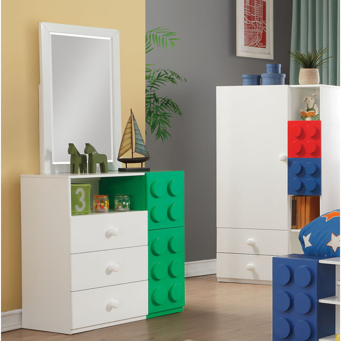 Zoomie Kids Hymes 3 Drawer Combo Dresser With Mirror Wayfair