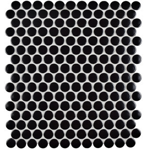 Black Penny Tile You Ll Love Wayfair Retro Penny Round 9 75 X 11 5 Porcelain Mosaic Tile In Black