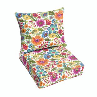 19 X 19 Blue Outdoor Floral Wicker Tufted U Shape Chair Cushion