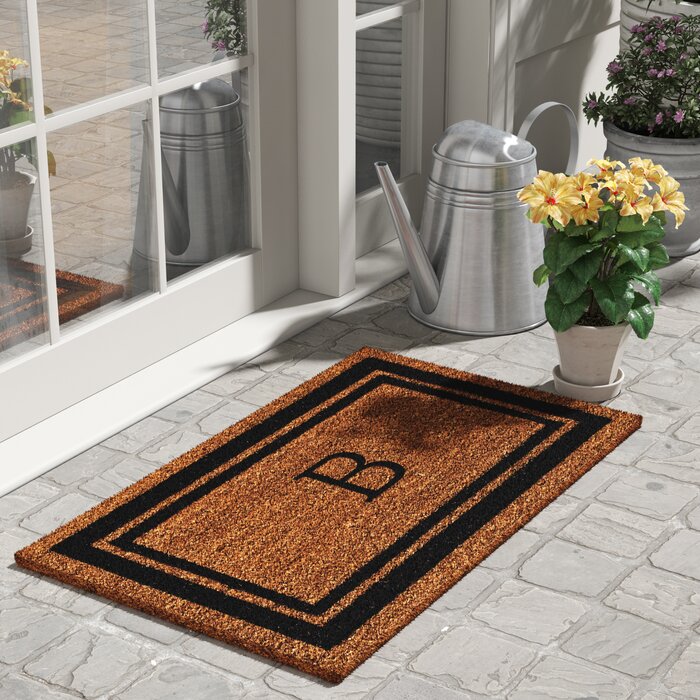 Pangburn Monogram Border Non Slip Outdoor Door Mat