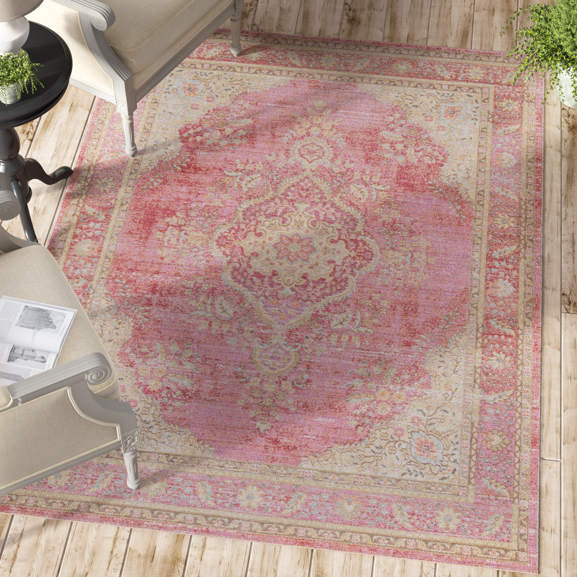Gerhardine Pink Oriental Area Rug
