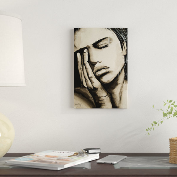 East Urban Home Sad Woman Graphic Art Print On Wrapped Canvas