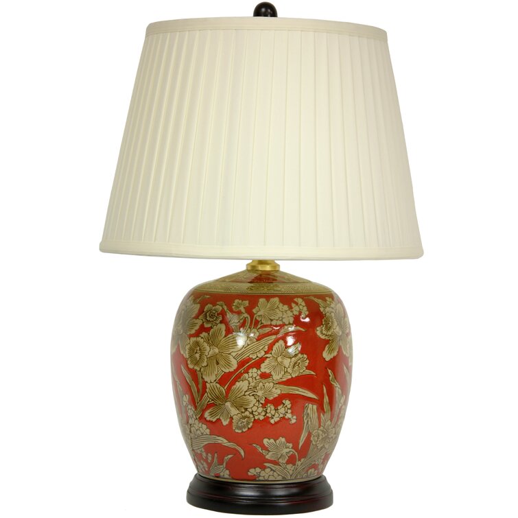 red and white porcelain lamp