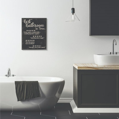 Best Bathroom Five Star Black Funny Word Design - Textual Art Print on Canvas