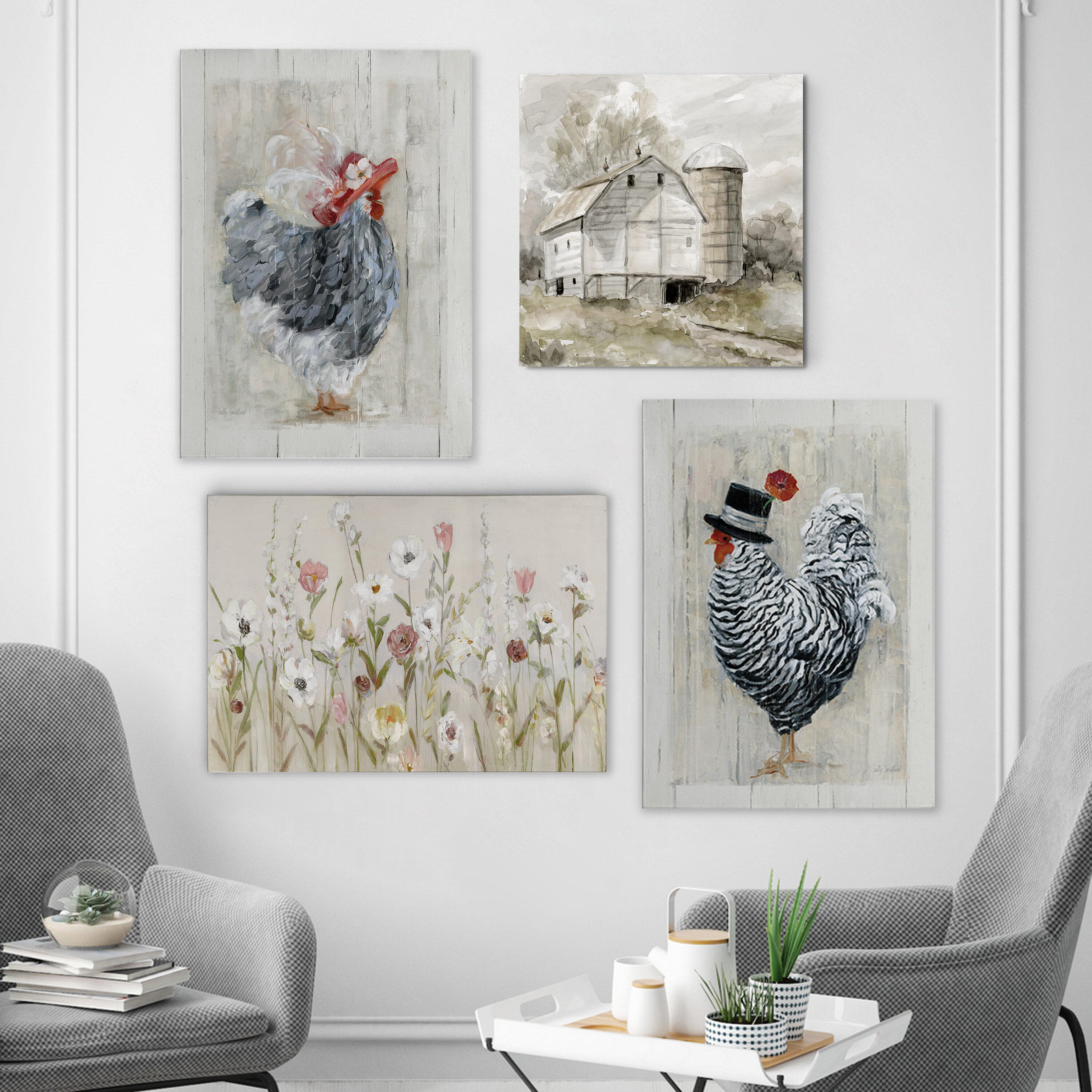 August Grove® Country Cottage Array - 4 Piece Wrapped Canvas Print ...