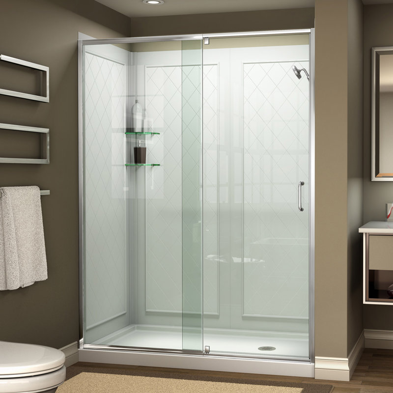 Dreamline Flex 60 X 76 75 Pivot Semi Frameless Shower Door Wayfair