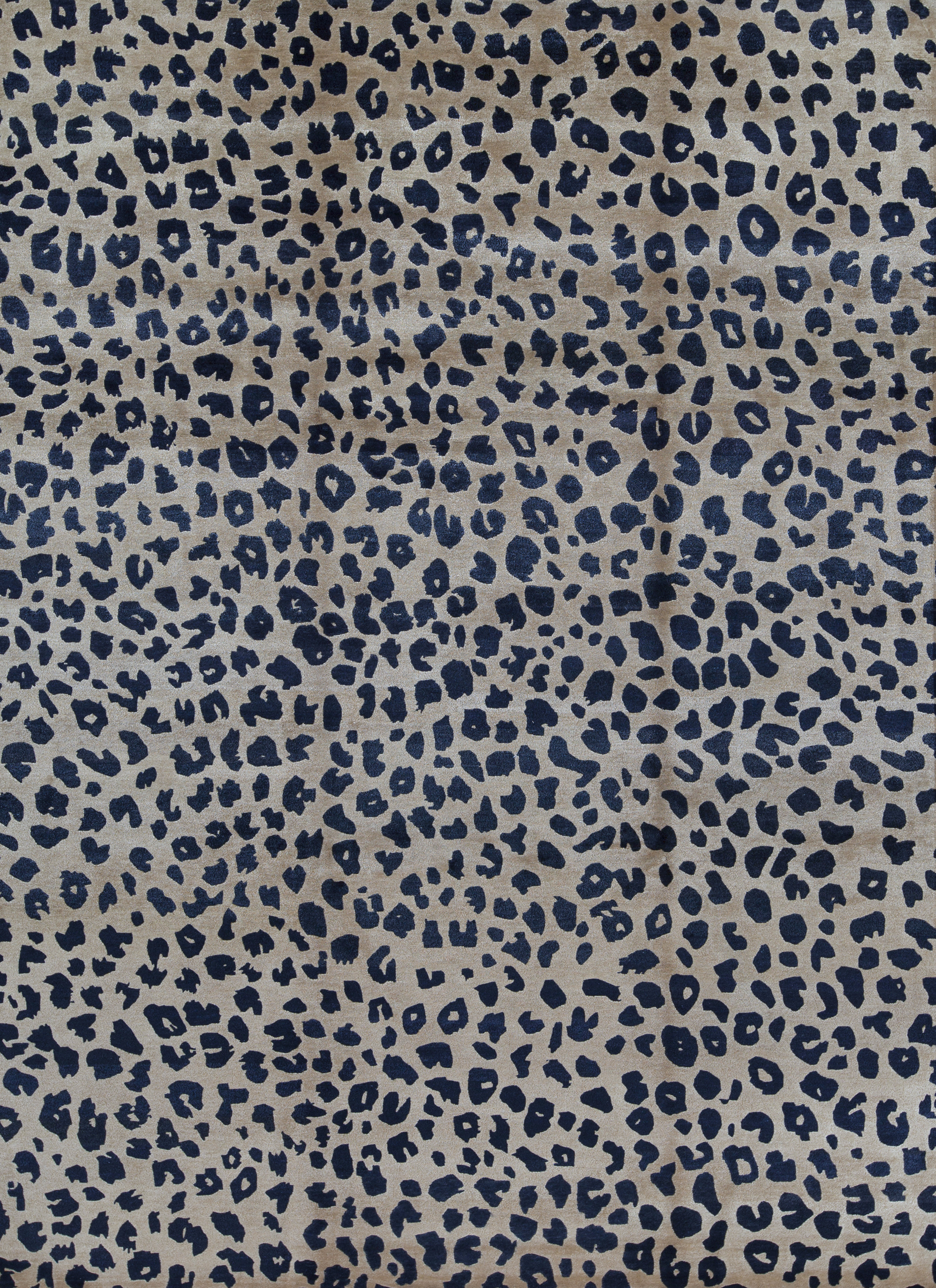 Bokara Rug Co Inc Animal Print Hand Knotted Wool Beige Navy Animal Print Hand Knotted Wool Beige