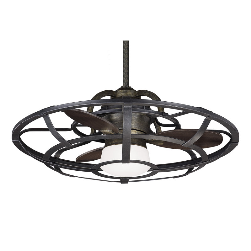Laurel Foundry Modern Farmhouse 26 Wilburton 3 Blade Led Caged Ceiling Fan With Remote Control And Light Kit