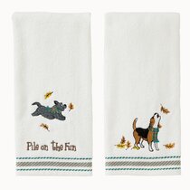 Scottie Dog Embossed  White Hand Towel Set Embroidered 