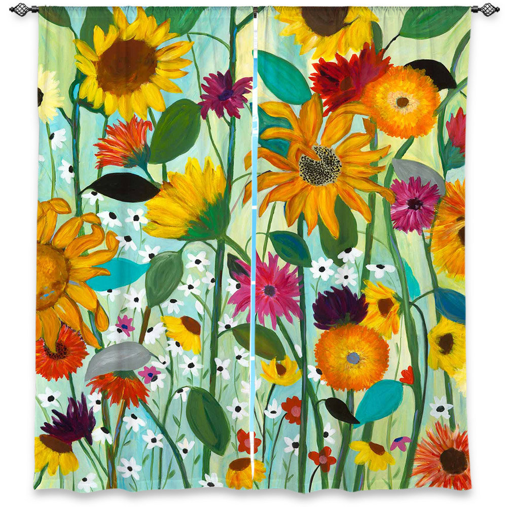 Latitude Run Hailo Nature Floral Room Darkening Curtain Panels