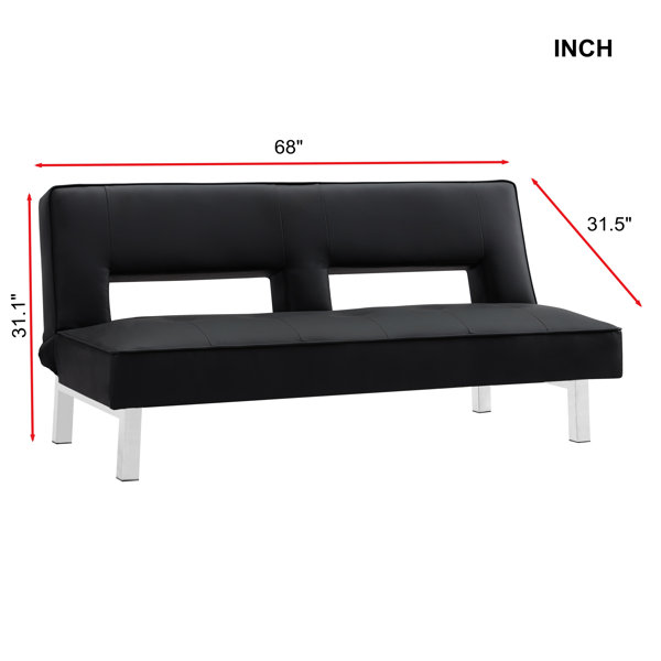 Midgard Twin 68'' Wide Faux Leather Tight Back Convertible Sofa