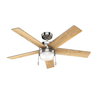 Hunter 52 Claudette Polished Nickel Ceiling Fan With Light Kit Included