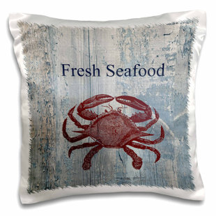 Beach Theme Pillow Covers Wayfair Fresh Seafood Crab On Wash Wood Beach Theme Pillow Cover