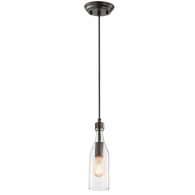 Temescal 1 - Light Single Cylinder Pendant with Wrought Iron Accents