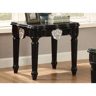 Swinton Wooden Contrast Carved Motif Turned Legs End Table by Astoria Grand
