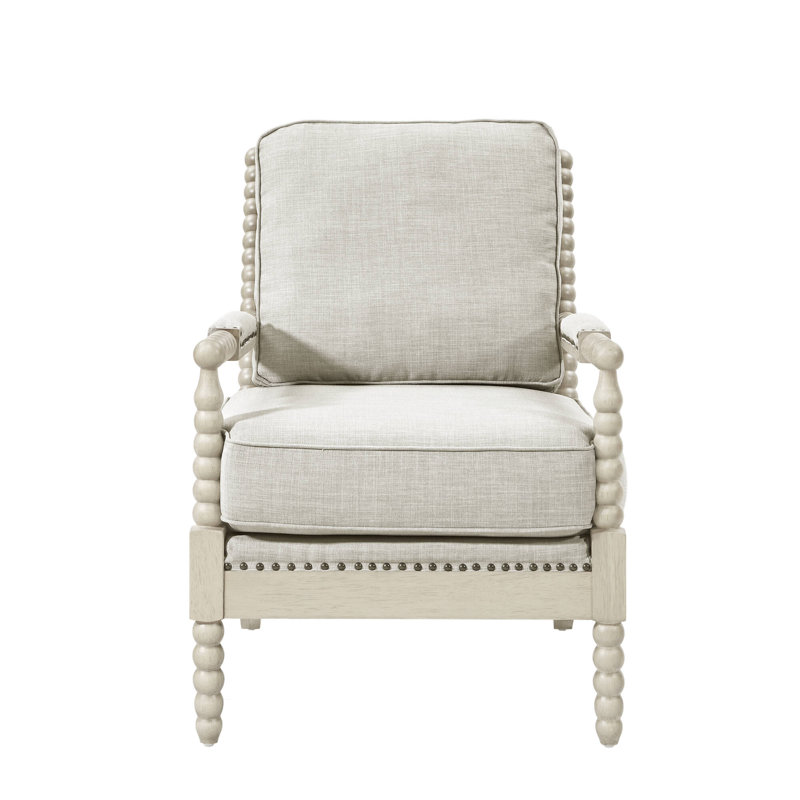 Lysette Elegant Nailhead Trim Armchair Fabric: Light Gray, Leg Color: Natural