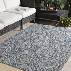 Fonwhary Floral and Plants Denim Indoor/Outdoor Area Rug