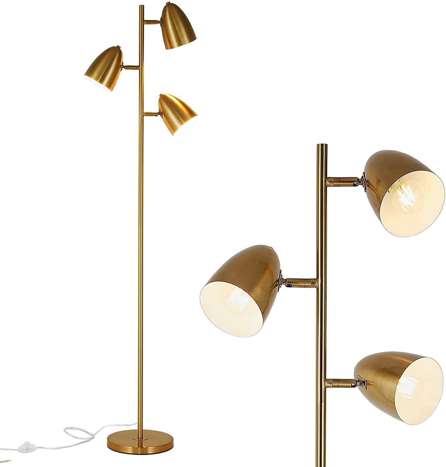 Corrigan Studio® Floor Lamp For Living Room,Light Tree Standing Reading  Light With Adjustable Metal Shades, Modern Tall Pole Lamp With Three LED  Bulbs For Bedroom, Office, Studying Room-Antique Brass | Wayfair