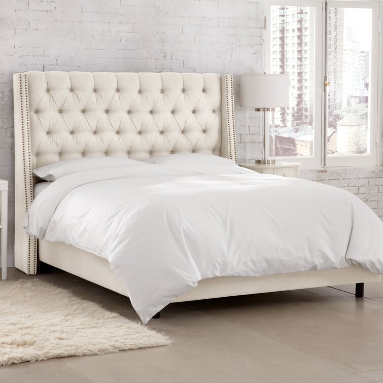 Skyline Furniture Quincy Pearl Queen Upholstered Bed in the Beds department  at Lowes.com