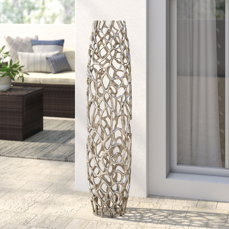Mistana Knox Silver Indoor Outdoor Metal Floor Vase Reviews